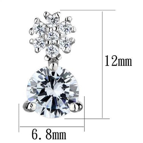 Rhodium Brass Earrings with AAA Grade CZ  in Clear