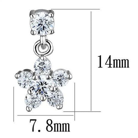 Rhodium Brass Earrings with AAA Grade CZ  in Clear