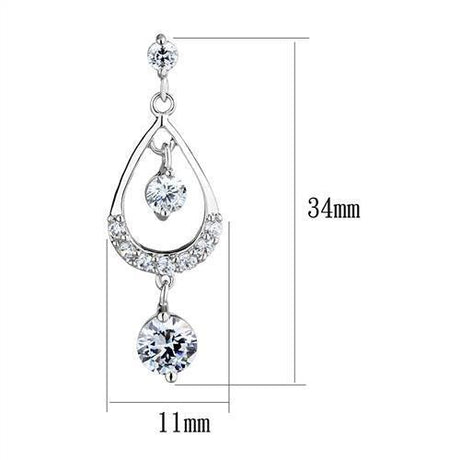 Rhodium Brass Earrings with AAA Grade CZ  in Clear