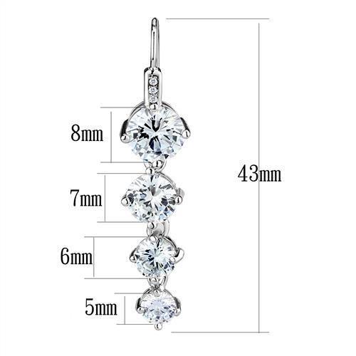 Rhodium Brass Earrings with AAA Grade CZ  in Clear
