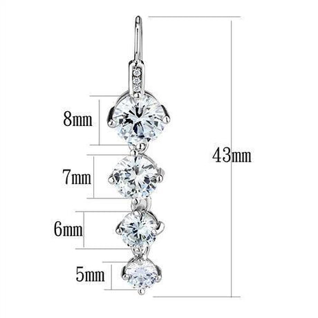 Rhodium Brass Earrings with AAA Grade CZ  in Clear