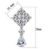 Rhodium Brass Earrings with AAA Grade CZ  in Clear