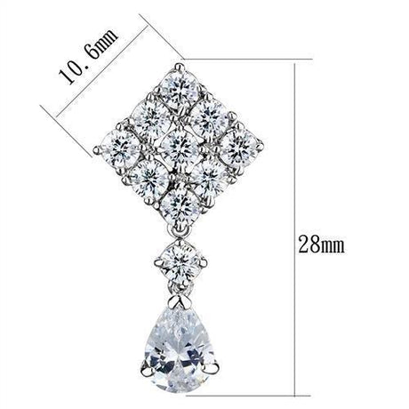 Rhodium Brass Earrings with AAA Grade CZ  in Clear