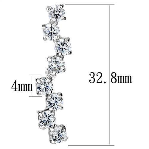 Rhodium Brass Earrings with AAA Grade CZ  in Clear