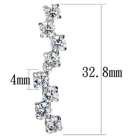 Rhodium Brass Earrings with AAA Grade CZ  in Clear