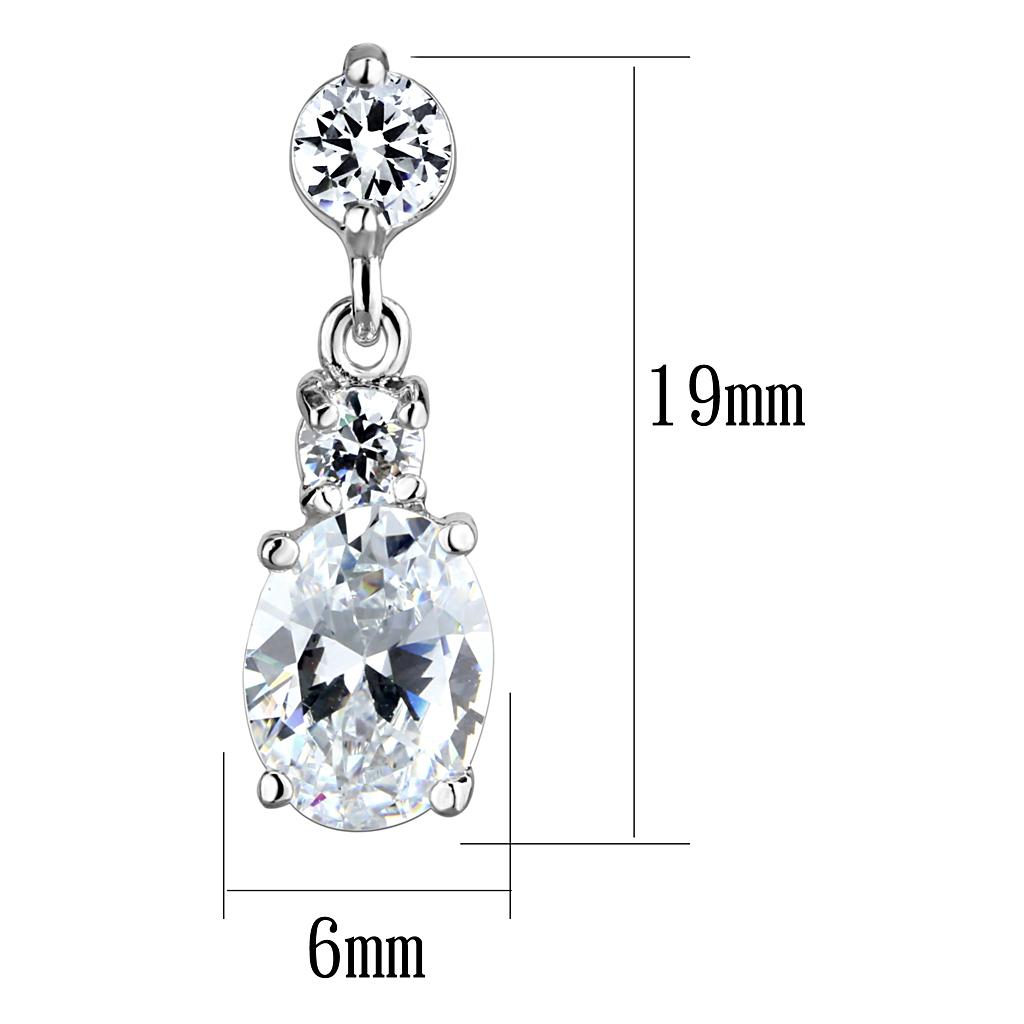Rhodium Brass Earrings with AAA Grade CZ  in Clear