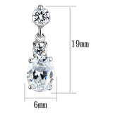 Rhodium Brass Earrings with AAA Grade CZ  in Clear