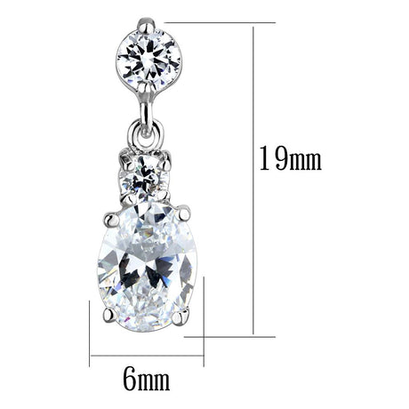 Rhodium Brass Earrings with AAA Grade CZ  in Clear