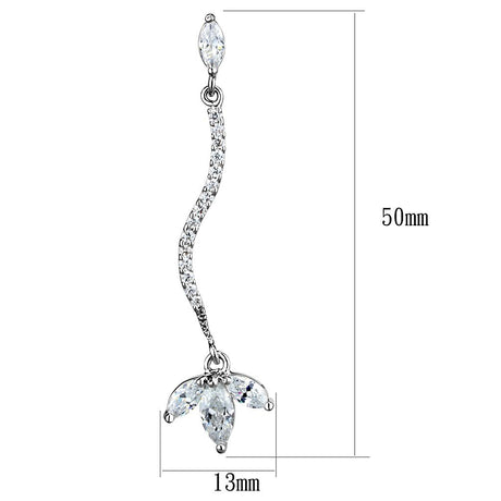 Rhodium Brass Earrings with AAA Grade CZ  in Clear