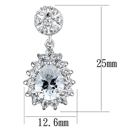 Rhodium Brass Earrings with AAA Grade CZ  in Clear