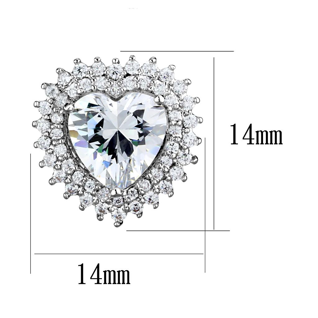 Rhodium Brass Earrings with AAA Grade CZ  in Clear