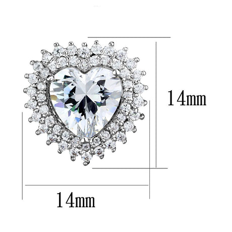 Rhodium Brass Earrings with AAA Grade CZ  in Clear