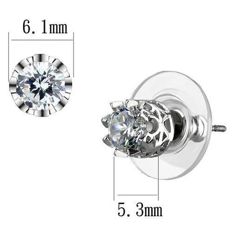 Rhodium Brass Earrings with AAA Grade CZ  in Clear