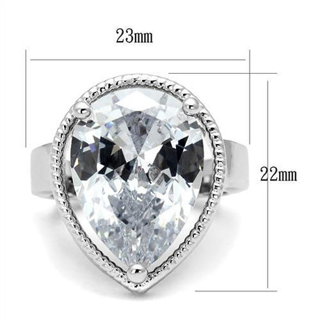 Rhodium Brass Ring with AAA Grade CZ  in Clear