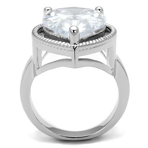 Rhodium Brass Ring with AAA Grade CZ  in Clear