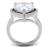 Rhodium Brass Ring with AAA Grade CZ  in Clear