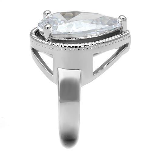 Rhodium Brass Ring with AAA Grade CZ  in Clear