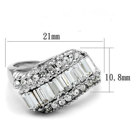 Rhodium Brass Ring with Top Grade Crystal  in Clear