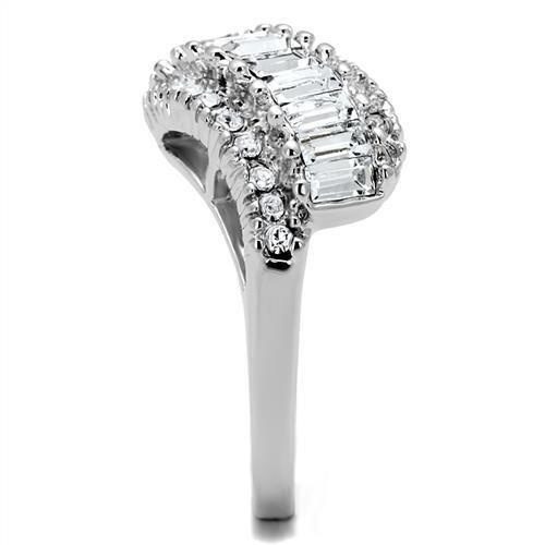 Rhodium Brass Ring with Top Grade Crystal  in Clear
