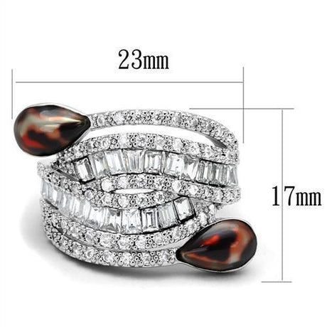 Rhodium Brass Ring with AAA Grade CZ  in Clear