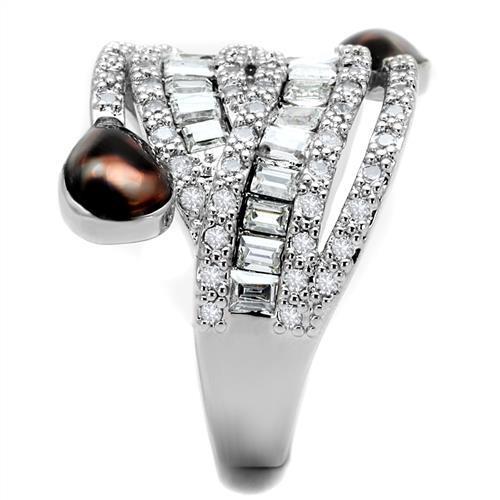 Rhodium Brass Ring with AAA Grade CZ  in Clear