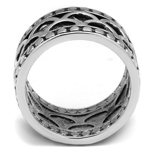 Rhodium Brass Ring with Epoxy  in Jet