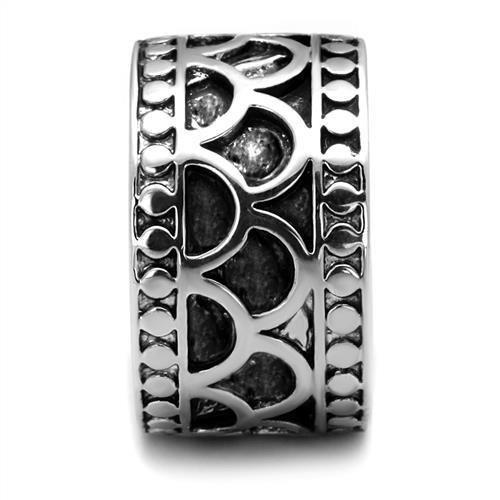 Rhodium Brass Ring with Epoxy  in Jet
