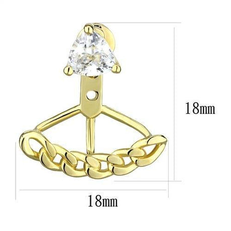 Gold Brass Earrings with AAA Grade CZ  in Clear