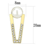 Gold Brass Earrings with Synthetic Pearl in White