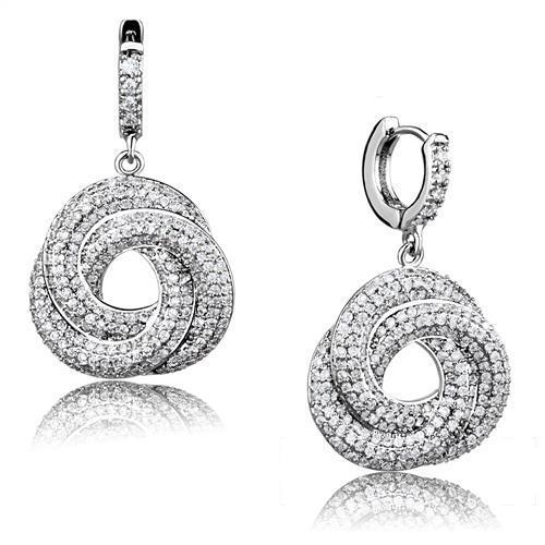 Rhodium Brass Jewelry Sets with AAA Grade CZ  in Clear