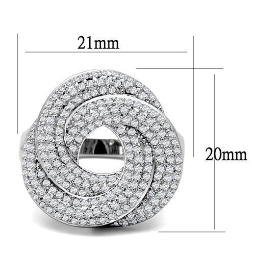 Rhodium Brass Ring with AAA Grade CZ  in Clear