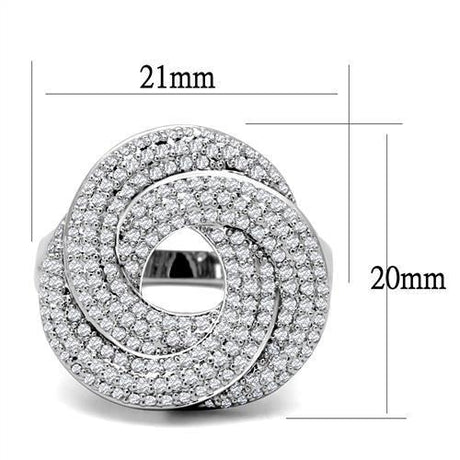 Rhodium Brass Ring with AAA Grade CZ  in Clear