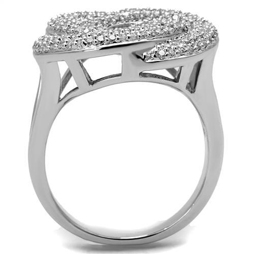 Rhodium Brass Ring with AAA Grade CZ  in Clear