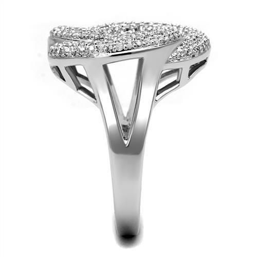 Rhodium Brass Ring with AAA Grade CZ  in Clear