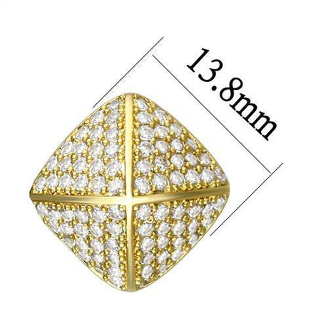 Gold Brass Earrings with AAA Grade CZ  in Clear