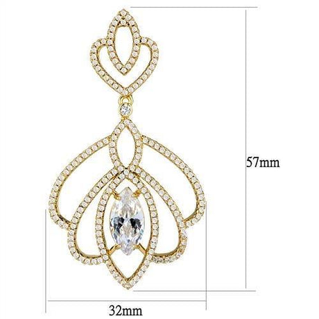 Gold Brass Earrings with AAA Grade CZ  in Clear