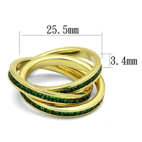 Gold Brass Ring with Synthetic Synthetic Glass in Emerald