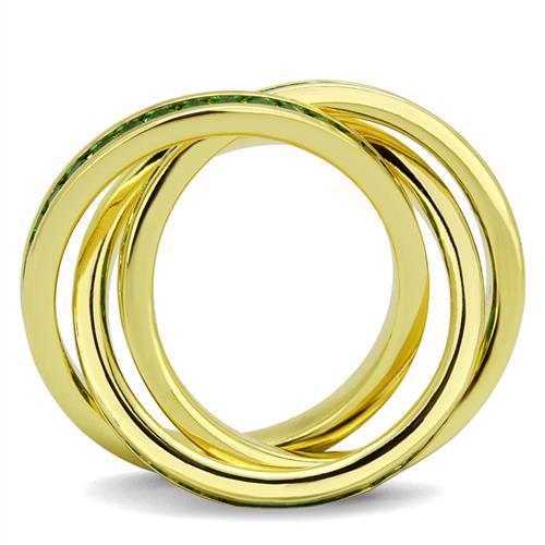 Gold Brass Ring with Synthetic Synthetic Glass in Emerald