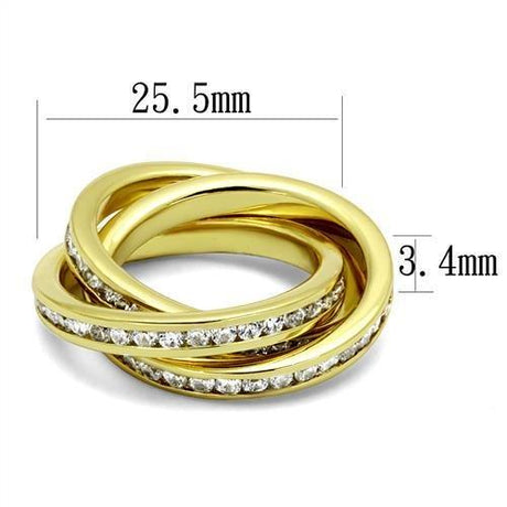 Gold Brass Ring with AAA Grade CZ  in Clear