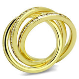 Gold Brass Ring with AAA Grade CZ  in Clear