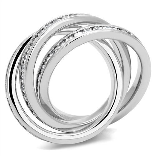 Rhodium Brass Ring with AAA Grade CZ  in Clear