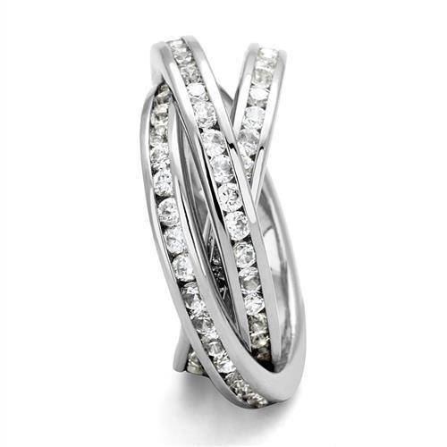 Rhodium Brass Ring with AAA Grade CZ  in Clear