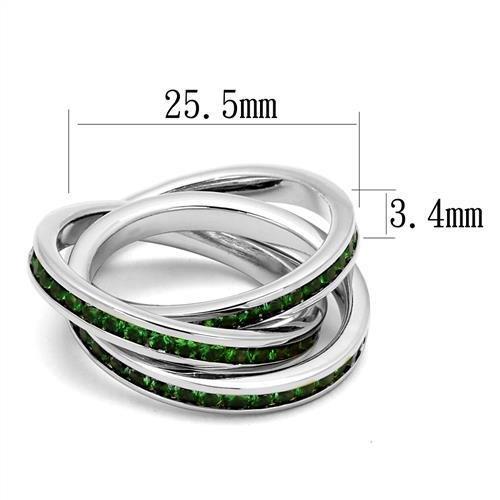 Rhodium Brass Ring with Synthetic Synthetic Glass in Emerald