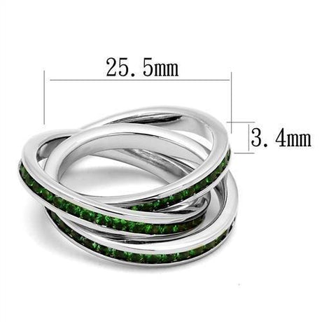 Rhodium Brass Ring with Synthetic Synthetic Glass in Emerald