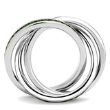 Rhodium Brass Ring with Synthetic Synthetic Glass in Emerald