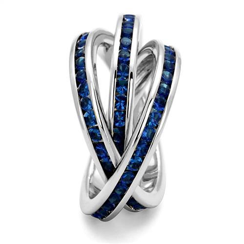Rhodium Brass Ring with Synthetic Synthetic Glass in Montana