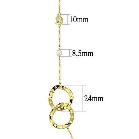 Gold Brass Necklace with AAA Grade CZ  in Citrine Yellow