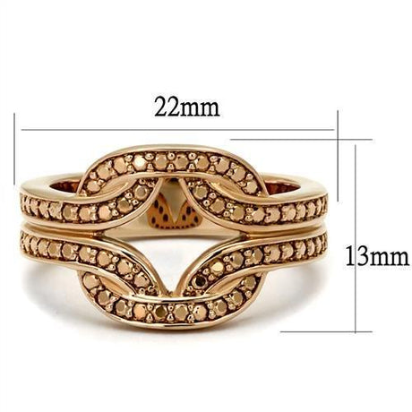 IP Rose Gold(Ion Plating) Brass Ring with AAA Grade CZ  in Metallic Light Gold