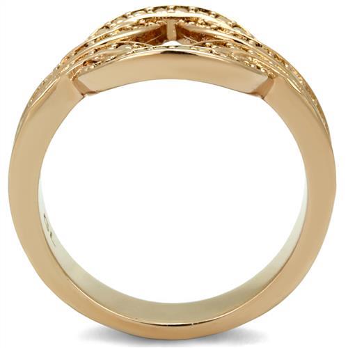 IP Rose Gold(Ion Plating) Brass Ring with AAA Grade CZ  in Metallic Light Gold