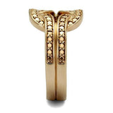 IP Rose Gold(Ion Plating) Brass Ring with AAA Grade CZ  in Metallic Light Gold